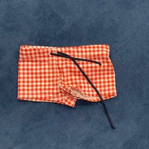 Minnow Boys Red Gingham Briefs / Swim Trunks, Size 2T